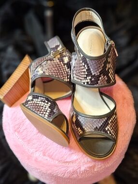 ​Kenneth Cole New York "Stacy" Snakeskin Print Block Heels